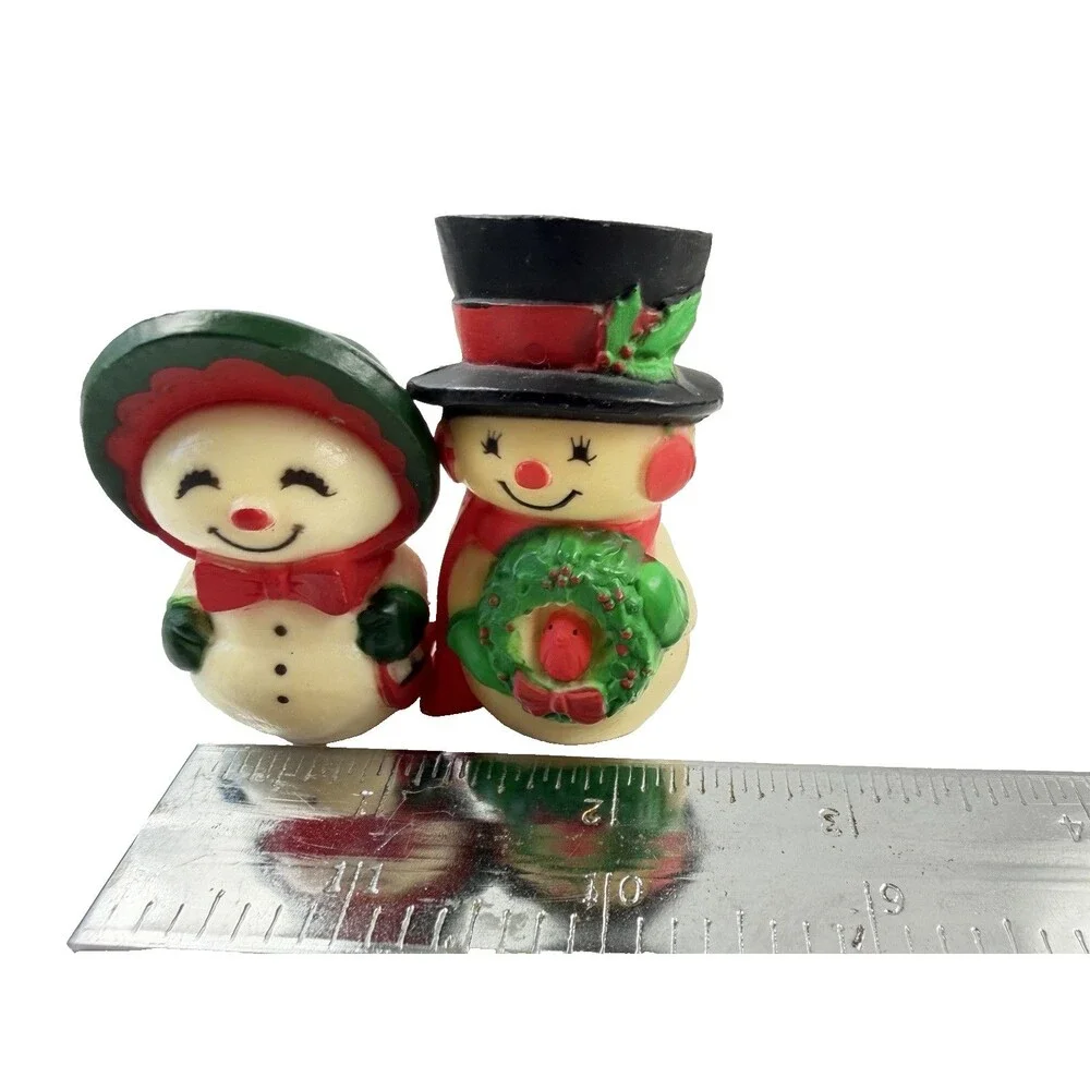 Vintage Hallmark Mr & Mrs Frosty Snowman Figurines Christmas Decor Set Pair